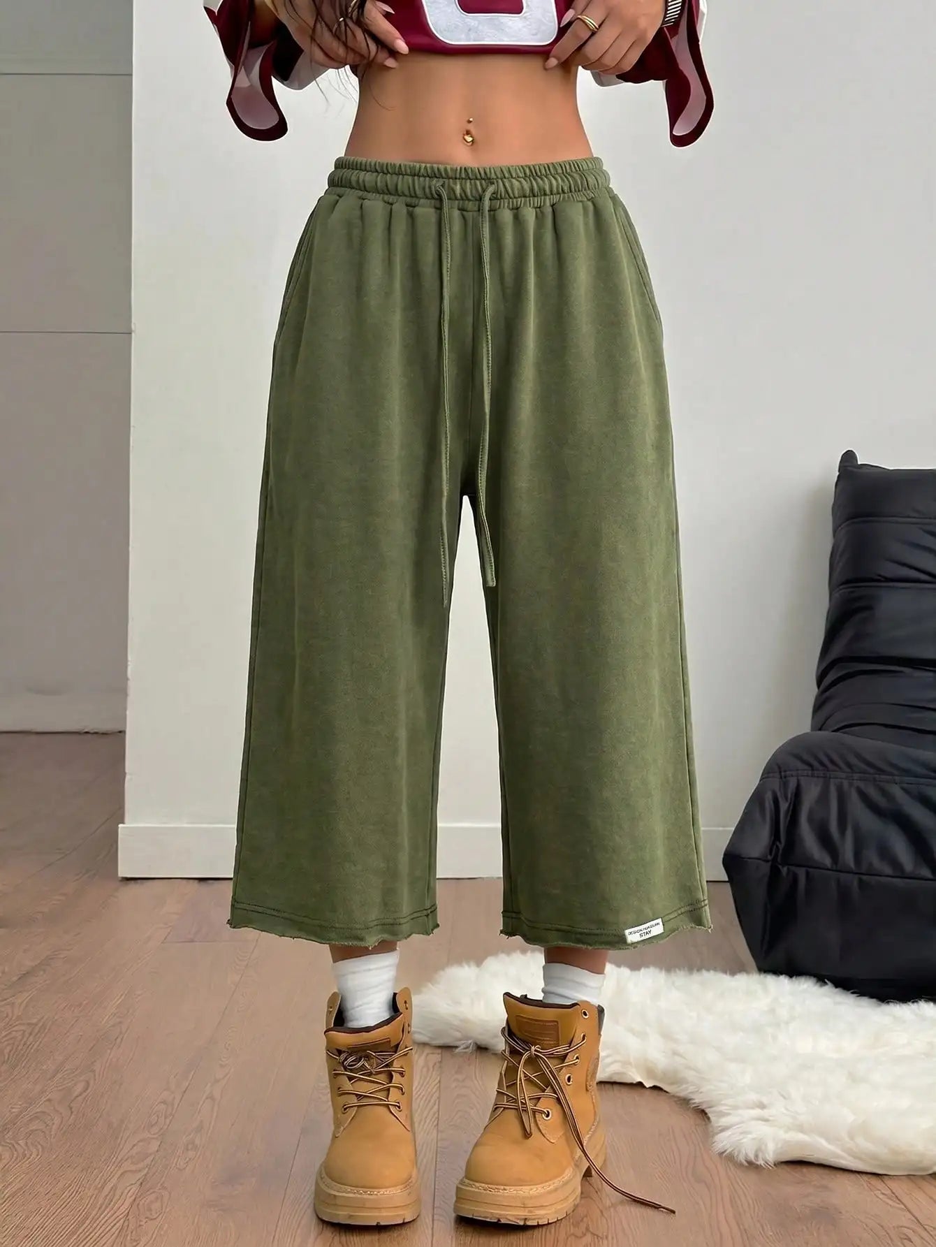 Coolane Women Summer Streetwear Vintage Washed Distressed, Comfortable Denim Effect Green Shorts