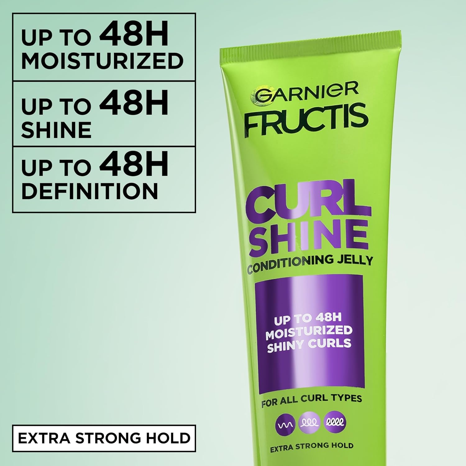 Garnier Fructis Curl Shine Conditioning Hair Gel, Frizz Control for Curly, Wavy, and Coily Hair, Extra Strong Hold for up to 48 Hrs of Bouncy, Moisturized Curls, 5.1 Fl Oz (Packaging May Vary)