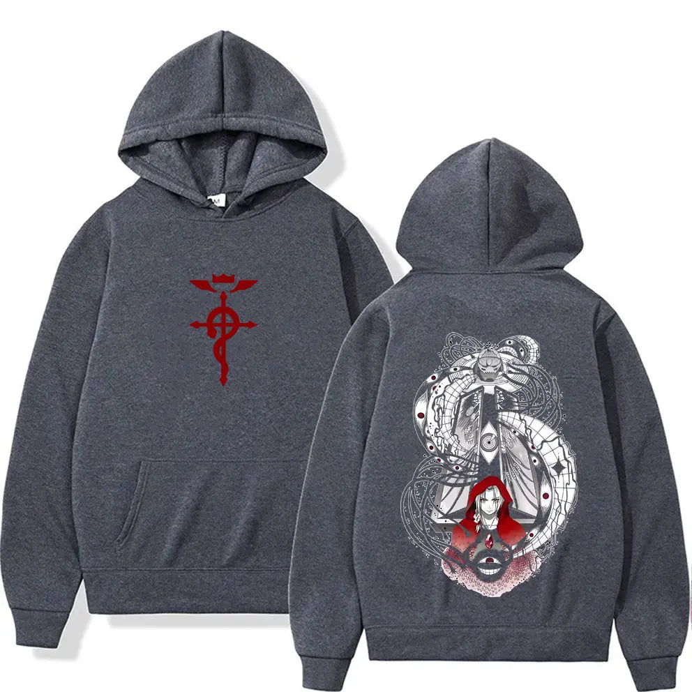 Hot Japanese Anime Fullmetal Alchemist Edward Elric and Alphonse Elric Merch Hoodie Men Women Manga Casual Oversized Sweatshirt