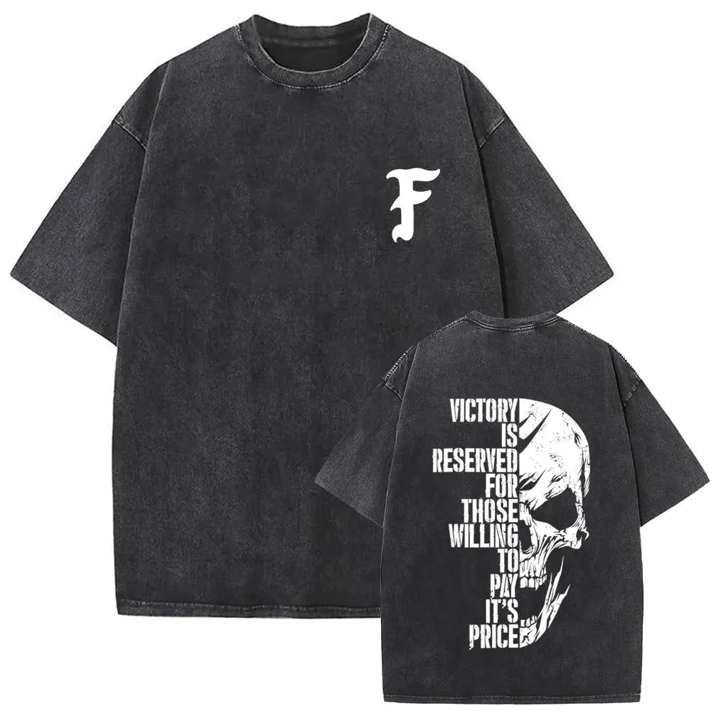 Forward Observations Group Vintage Washed T-shirt Skeleton Graphic T Shirts Men Women Fashion Oversized T-shirts Male Streetwear