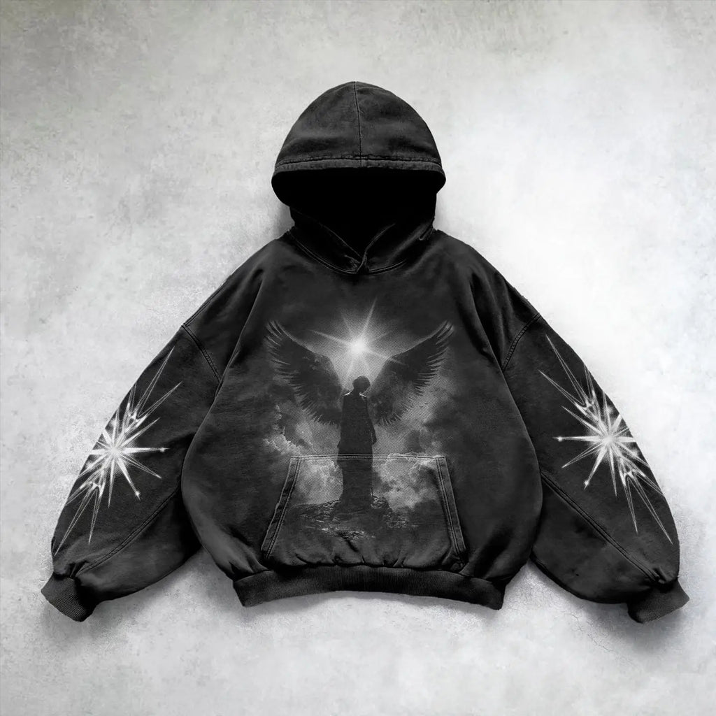 Harajuku Y2k Angel Pattern Hoodie Tops Oversized Hoodies Women Goth Streetwear Sweatshirt Tracksuit Men Couples Gothic Clothes