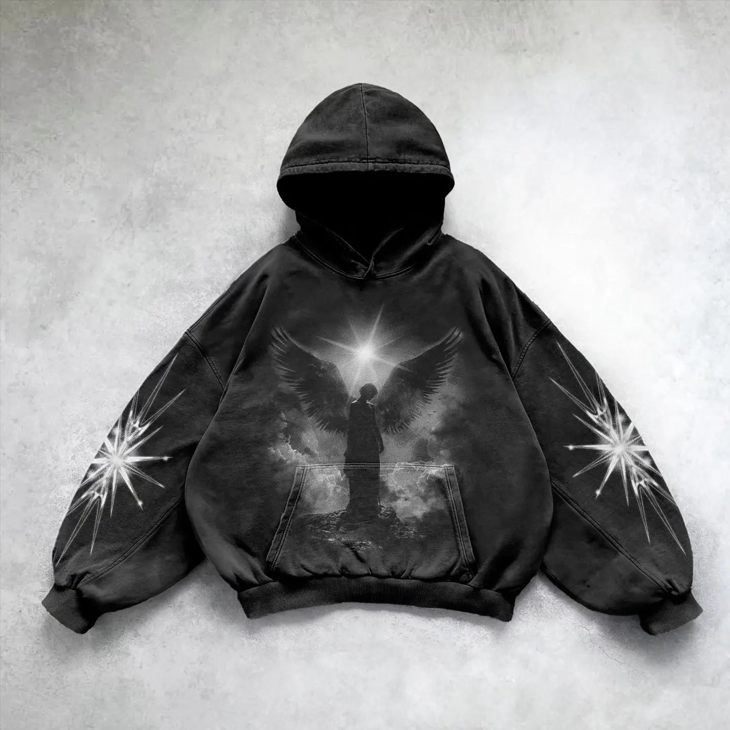 Harajuku Y2k Angel Pattern Hoodie Tops Oversized Hoodies Women Goth Streetwear Sweatshirt Tracksuit Men Couples Gothic Clothes