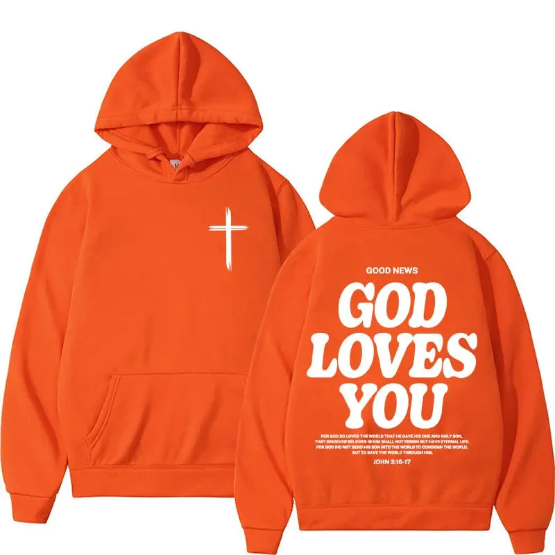 new2026Harajuku Aesthetic Christian Jesus Church Bible Verse God Loves You Hooded Men's Women Vintage Sweatshirts Streetwear Y2K