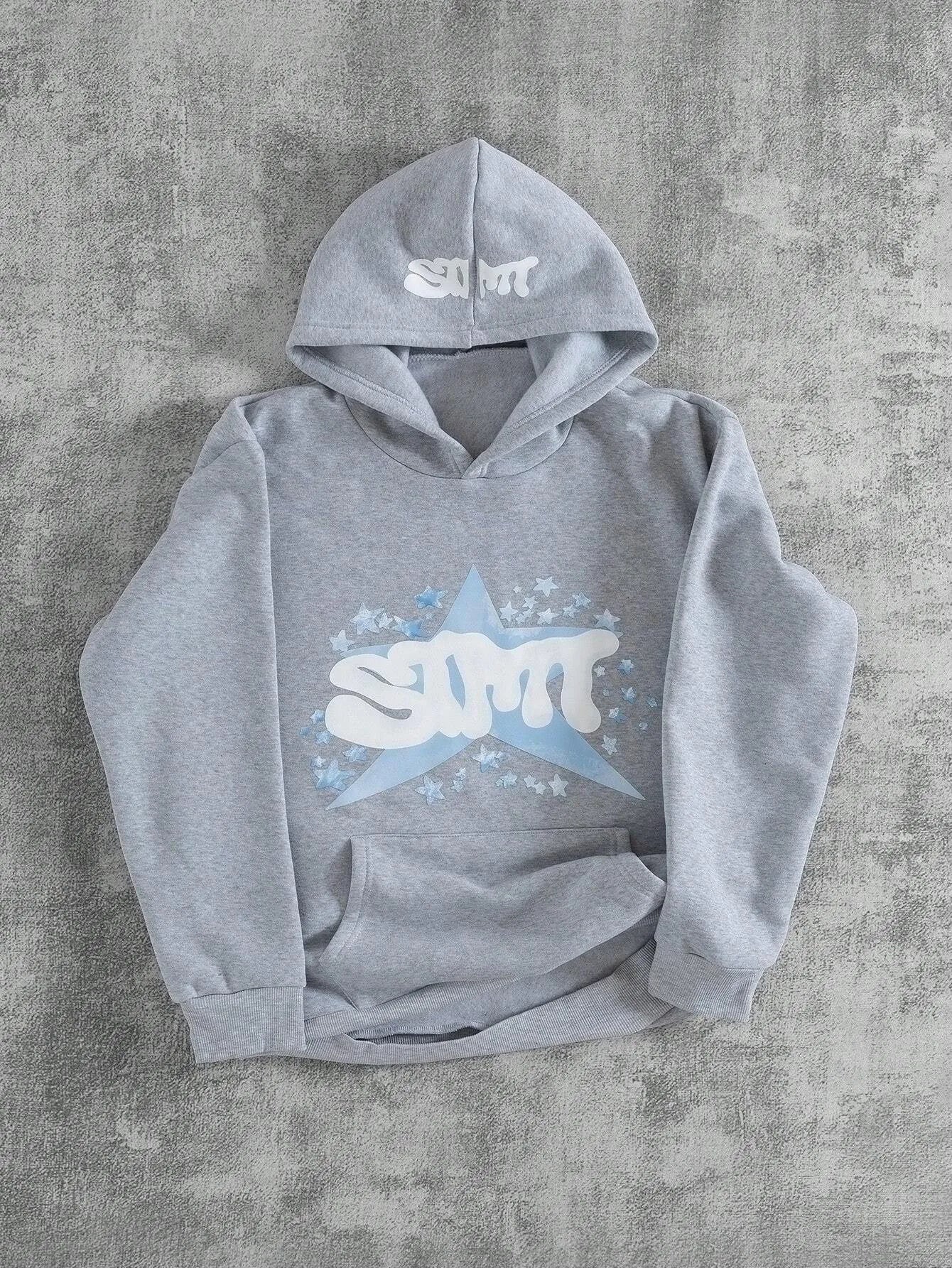 The new men's hooded sweatshirt for Spring and Autumn is casual fashionable and comfortable with 3D star pattern printing