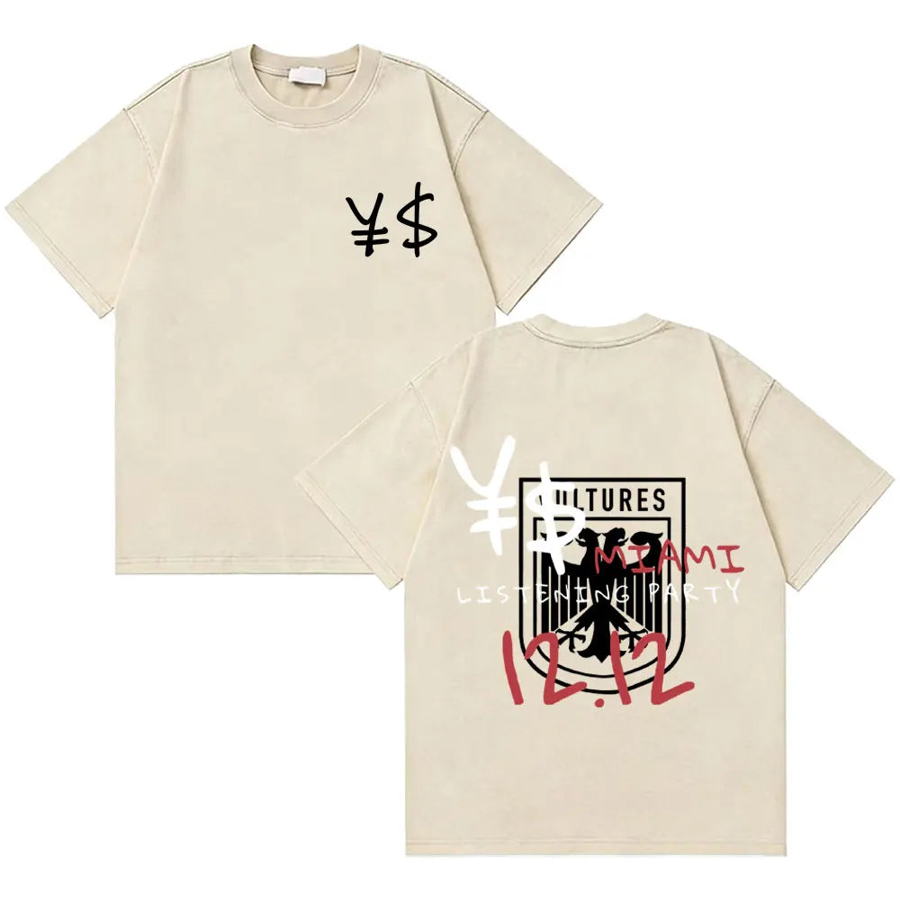 Awesome Rapper Kanye West Graduation Bear Vintage Washed T-shirt Men Women Hip Hop Fashion Trend Short Sleeve T Shirt Streetwear