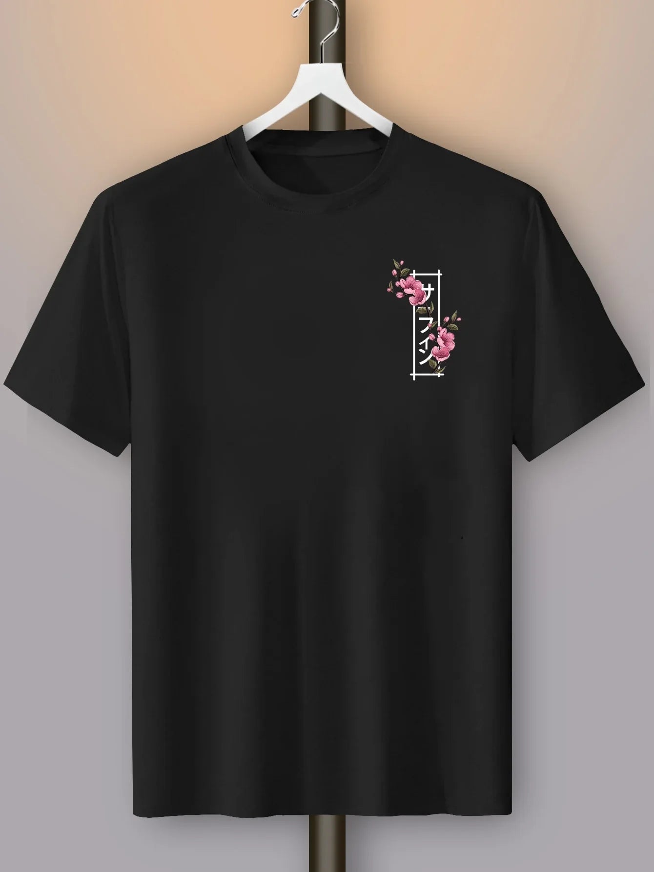 Men's short-sleeved 100% cotton T-shirt with a Japanese Tokyo island sunset print Suitable as a holiday gift for both men  women
