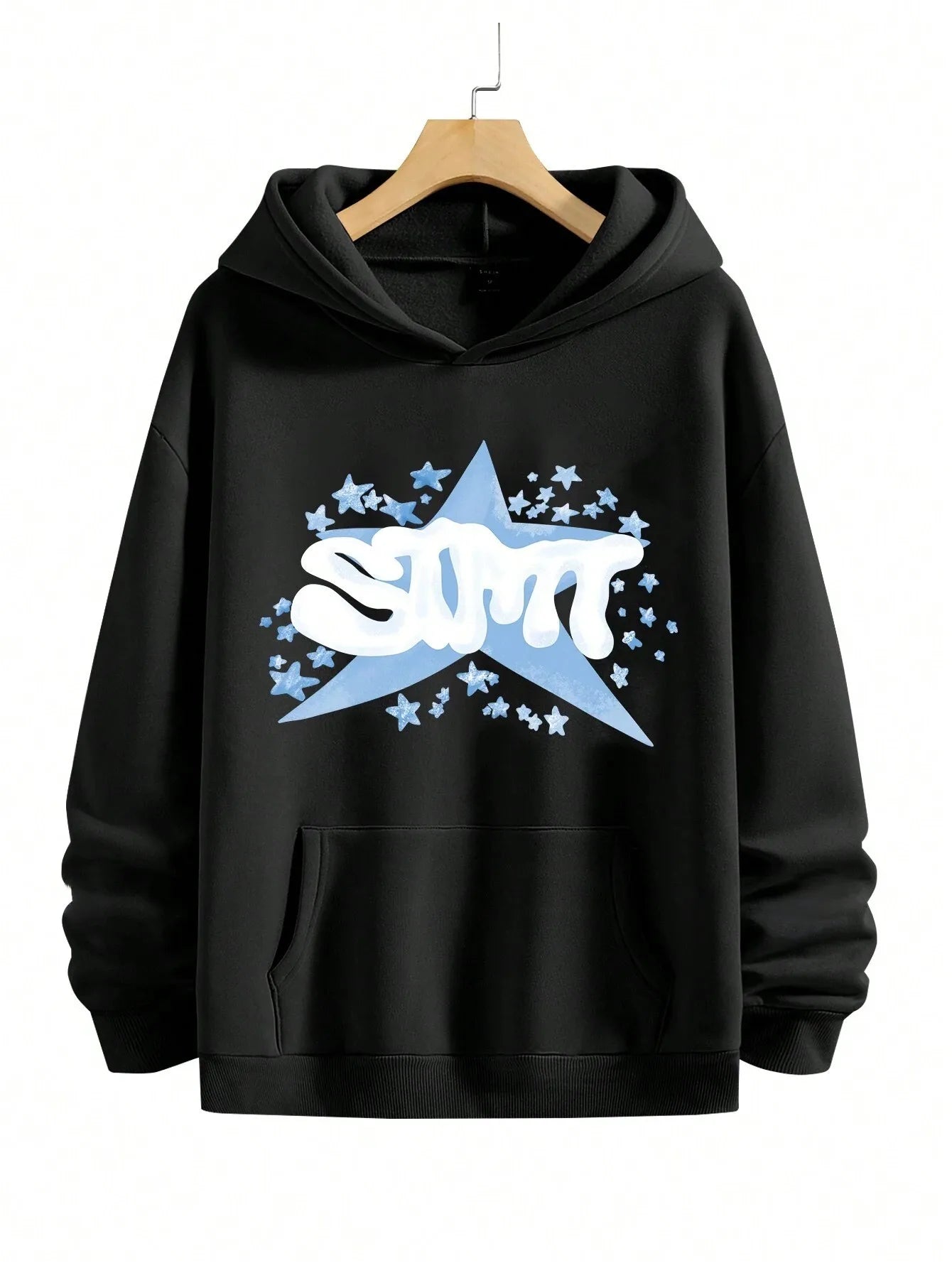 The new men's hooded sweatshirt for Spring and Autumn is casual fashionable and comfortable with 3D star pattern printing