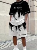 Spring 2026 Casual New Men's Set, Peris 3D Printed Men's Casual Top And Drawstring Shorts, Urban Fashion Men's Clothing 2XS-6XL