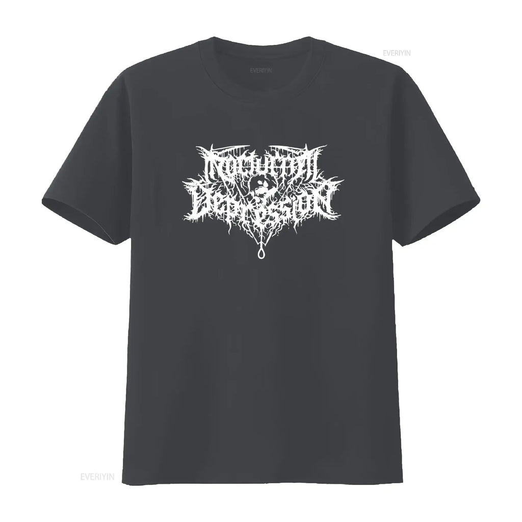 Nocturnal Depression Black Metal Band Logo Print T Shirt for Men Gothic Style  vintage Washed graphic Stretched homme