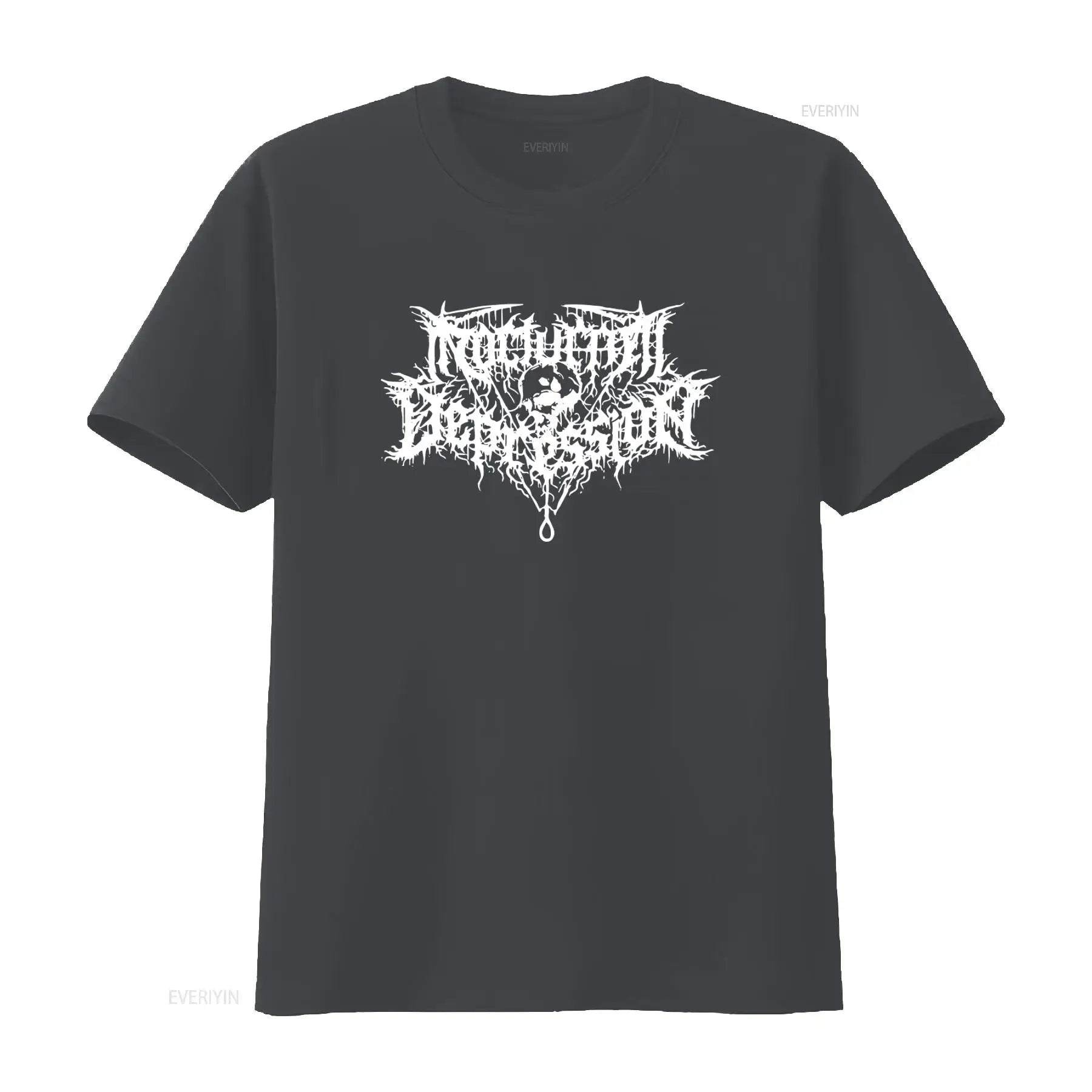 Nocturnal Depression Black Metal Band Logo Print T Shirt for Men Gothic Style  vintage Washed graphic Stretched homme