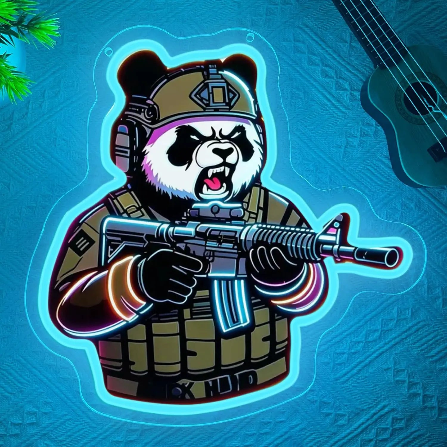 Tactical Panda Neon Sign USB Powered LED Light for Sport Club Playroom Party Kids Room Gaming Room Bedroom Decoration Gift