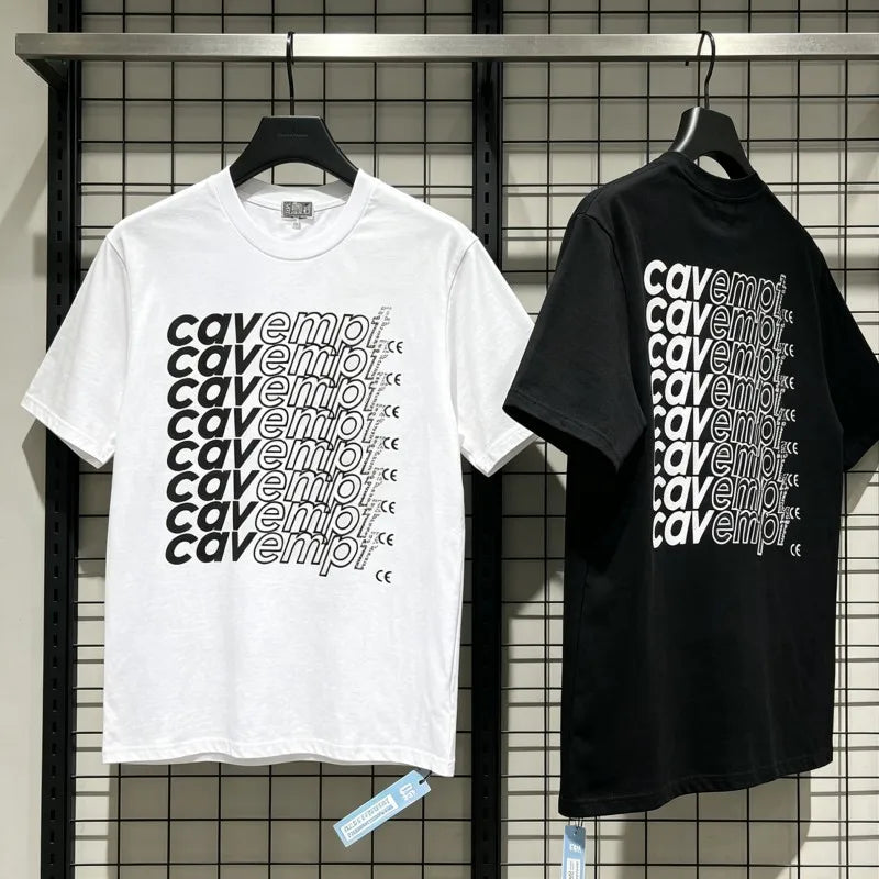 Summer Couple Black White Breathable Cotton Short Sleeve CAV Tshirts Bullet Screen Letter Print Round Neck Top Men Women Outfit