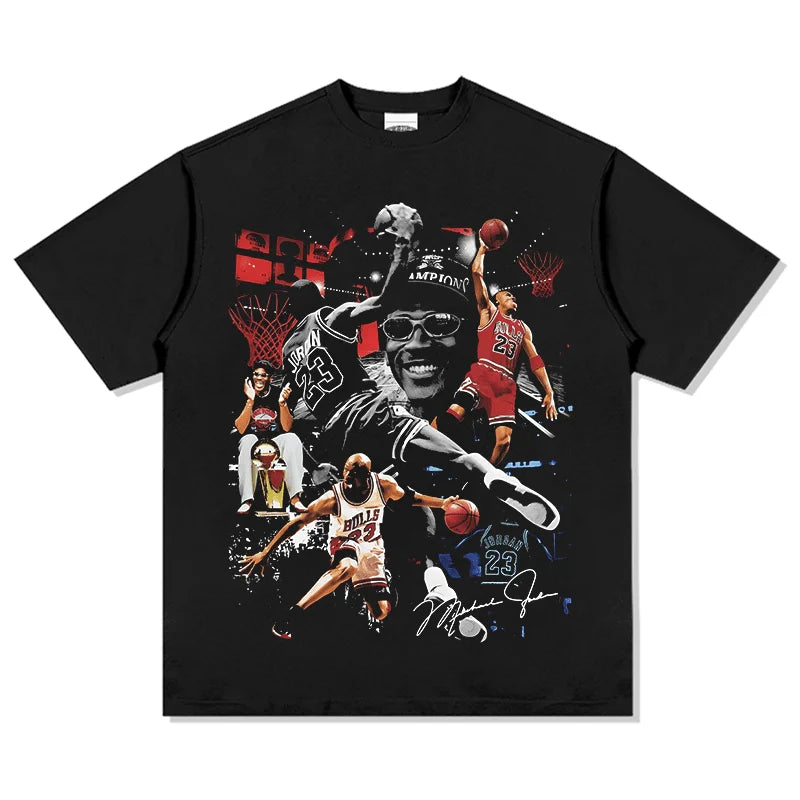 Michael Jordan Basketball T Shirt For Men Women Pure Cotton Short Sleeve Bulls Dynasty Style Legendary Star Dynamic Casual Top