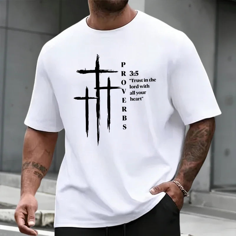 2026 Summer Men's Set Cross Print T-shirts and Shorts Home Outdoor Comfort Soft Short Sleeve Outfit Urban Casual Trend Tracksuit