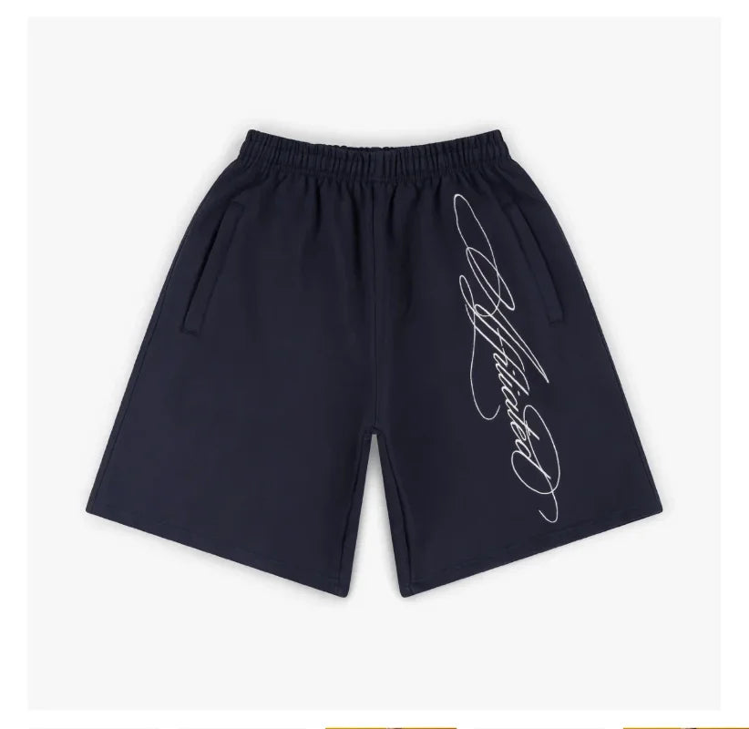 Y2K Harajuku Street Fashion Acrylic Knit High Waist Capri Shorts for Men and Women Baggy Sports Jogging Summer Casual Basketball
