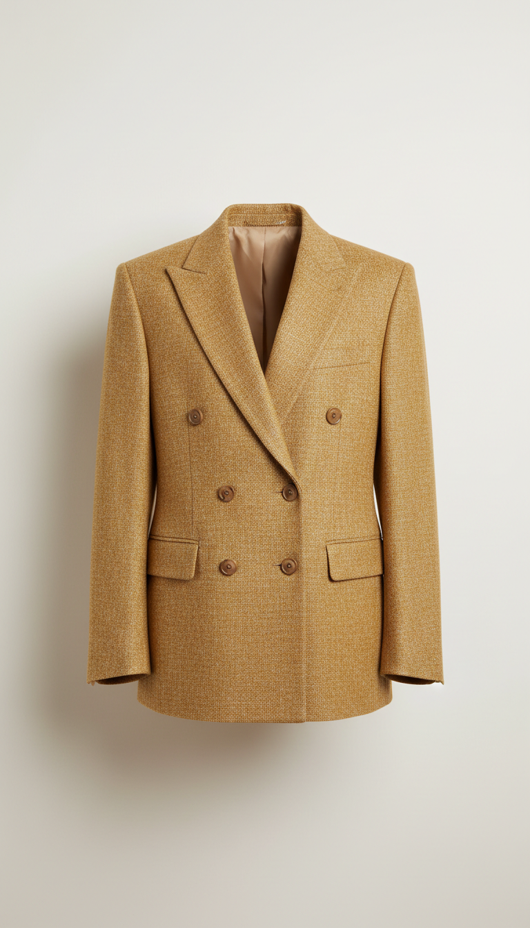 Double-breasted blazer in golden ochre