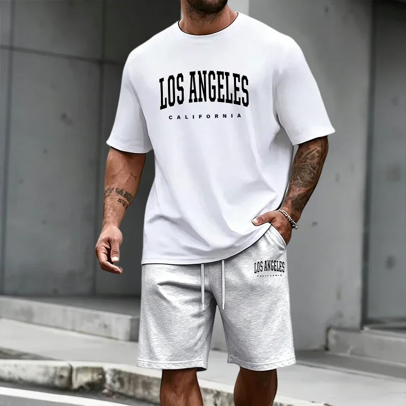 Men's Tracksuit Short Sleeve Top and Knee Length Shorts 2026 Summer Daily Casual Fashion T-shirt Outfits Home Outdoor Sportswear