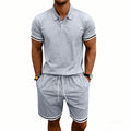 European and American men's summer casual trend thin breathable polo lapel short-sleeved POLO shorts set