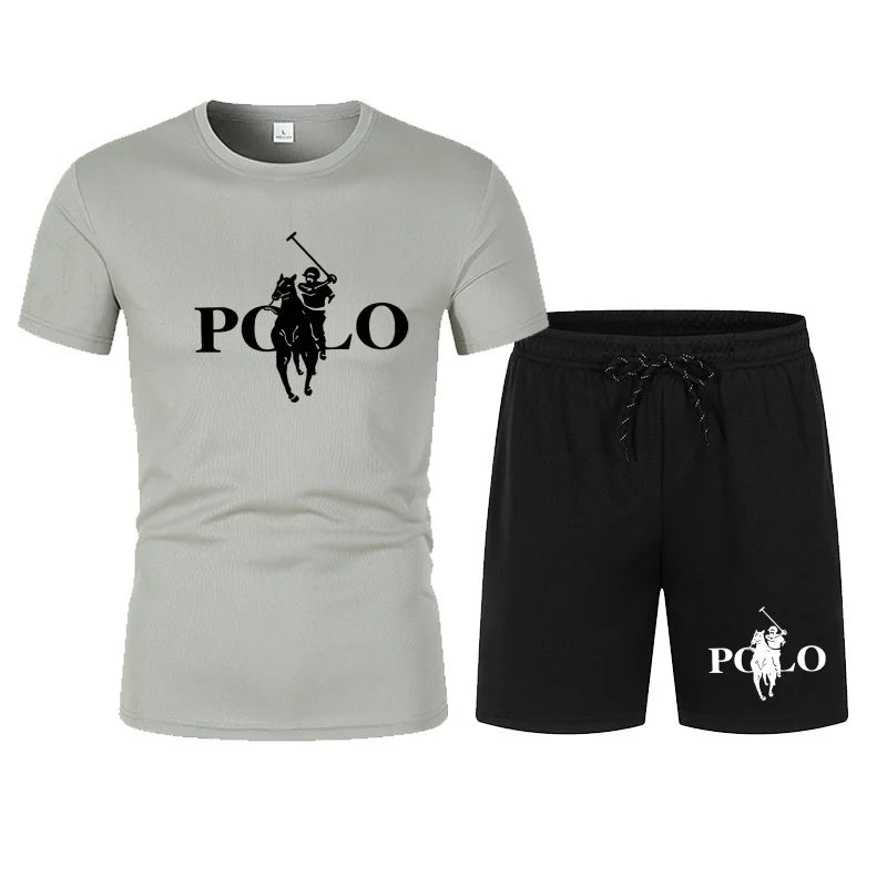 2026 Summer Fashion Trend Leisure Sports Set Mesh High Street Men's Set T-shirt