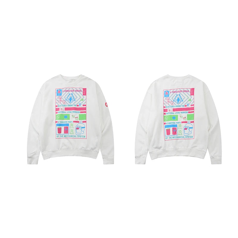 New CAV EMPT Washed Round Neck Sweatshirt Men Women Loose Fit Vintage Ghost Hand Print Japanese Streetwear CE Couple Same Style