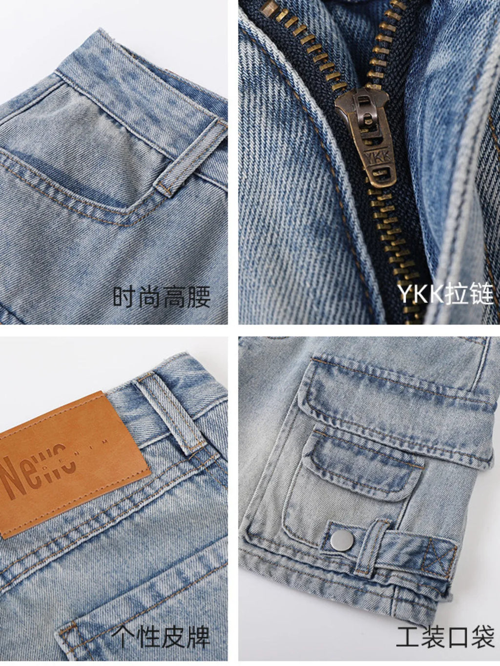Women High Waist Cargo Denim Mini Skirt A-Line Multi Pocket Jean Skirt Button Fly Cotton Casual Summer Streetwear Y2K Vintage