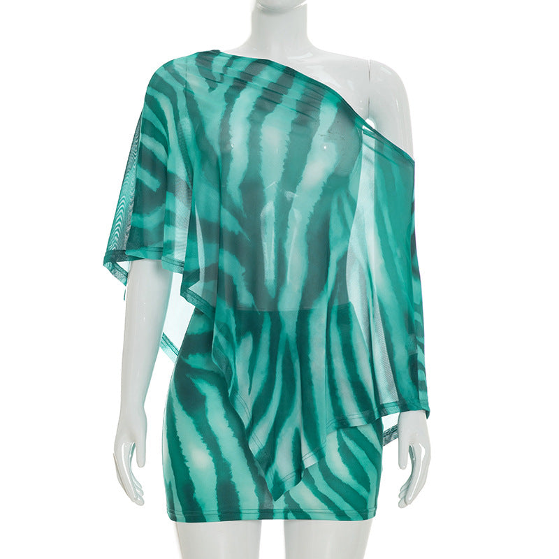 Claw Print Off-Shoulder Two-Piece Set