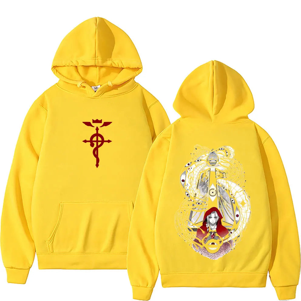 Hot Japanese Anime Fullmetal Alchemist Edward Elric and Alphonse Elric Merch Hoodie Men Women Manga Casual Oversized Sweatshirt