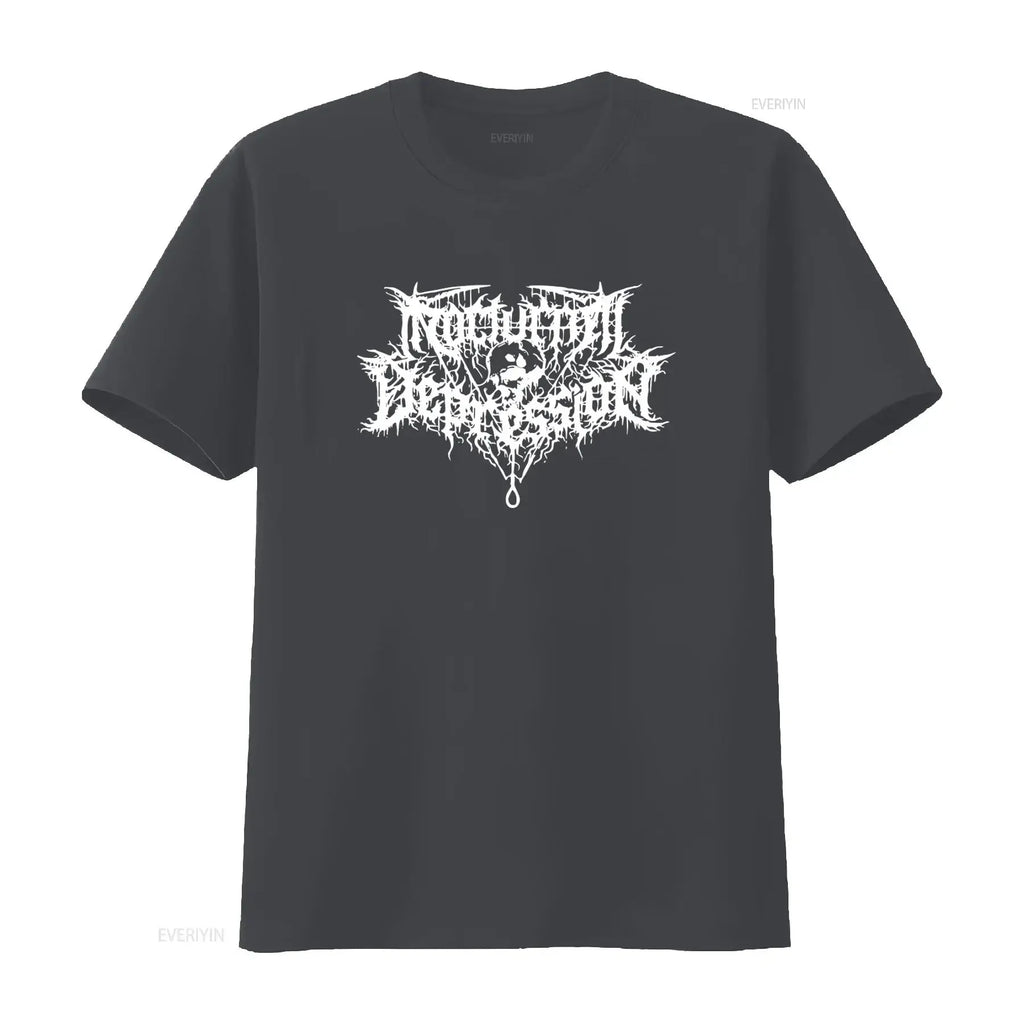 Nocturnal Depression Black Metal Band Logo Print T Shirt for Men Gothic Style  vintage Washed graphic Stretched homme