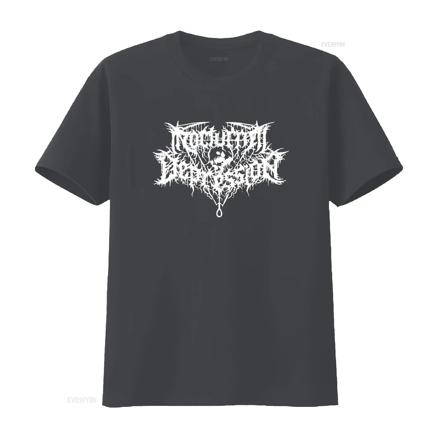 Nocturnal Depression Black Metal Band Logo Print T Shirt for Men Gothic Style  vintage Washed graphic Stretched homme