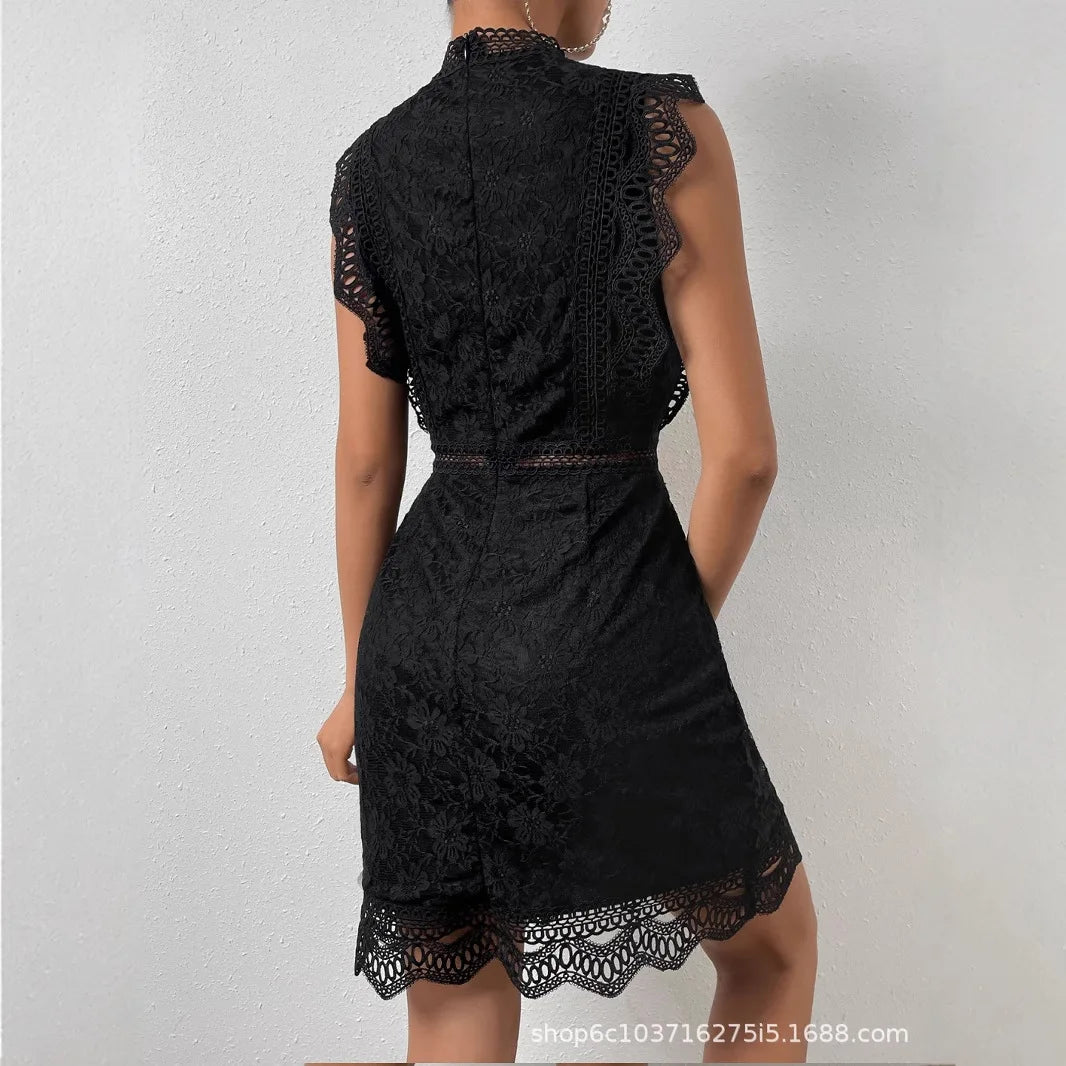 Sexy Black Lace Bodycon Dress 2026 Spring Clubwear Evening Gown Cocktail Mini Skirt Short Skirt Commuter Wear Banquet Attire