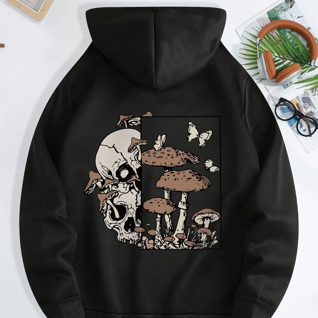 New unisex stylish hooded sweatshirts casual everyday hoodies printed with skull mushroom and butterfly patterns