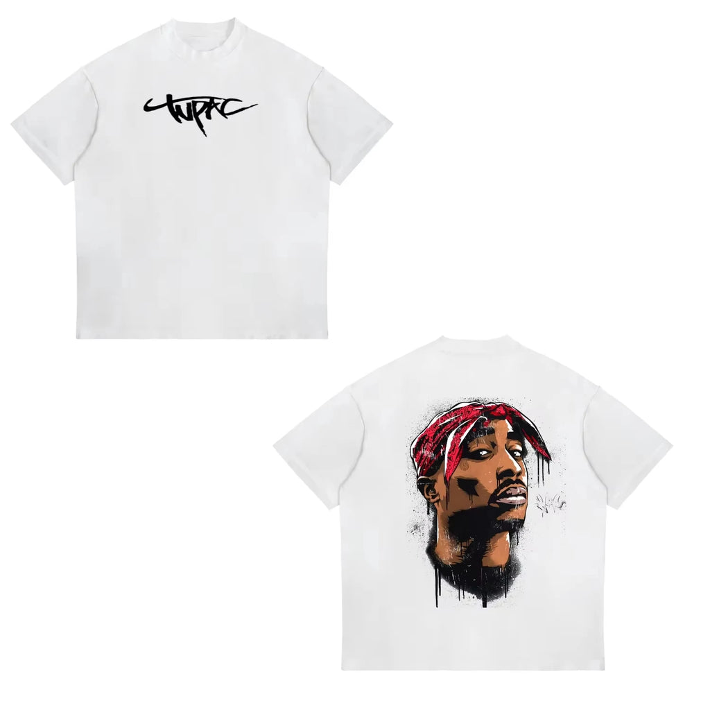 2Pac Printed Cotton T-shirt, Summer Y2K Streetwear Hip Hop Tee for Men Women Kids T-shirts