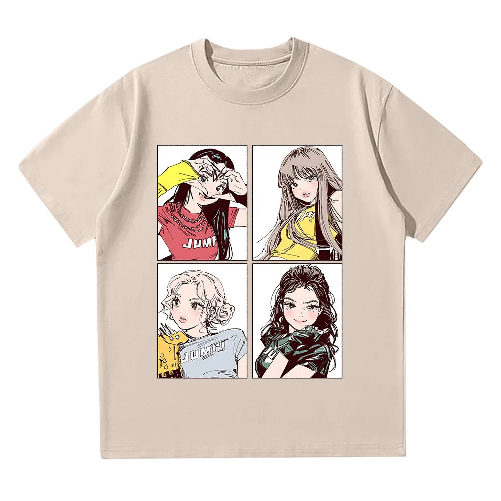 Kpop BP Jump 2026 Tees Pink Girls Band Clothing Adorable Anime Graphic T Shirts Summer High Quality  Comfortable Y2K Tops