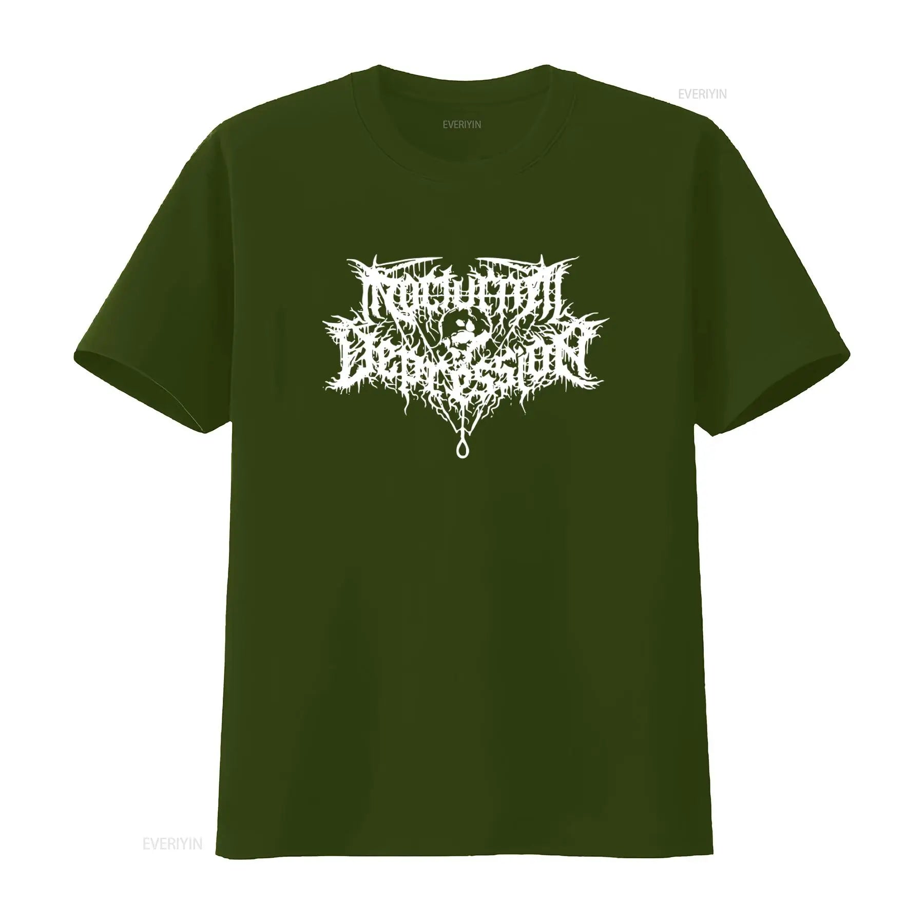 Nocturnal Depression Black Metal Band Logo Print T Shirt for Men Gothic Style  vintage Washed graphic Stretched homme