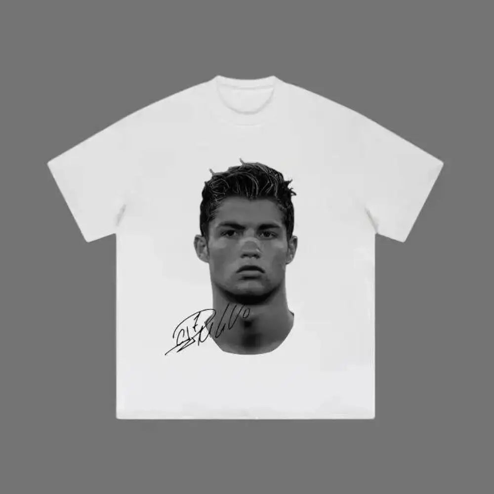 Ronaldo Big Head Vintage Graphic T-Shirt Unisex Soccer Fan Short Sleeve Tee Casual Streetwear Top For Men Women, Available Sweatshirt