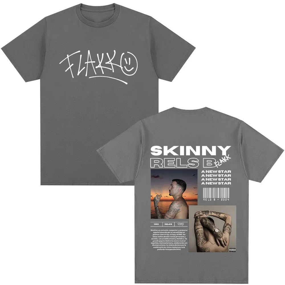Rapper RELS B Skinny Flakk A New Star Album T-shirt Men Women Clothing Fashion Hip Hop T-shirts Cotton Loose T Shirts Streetwear