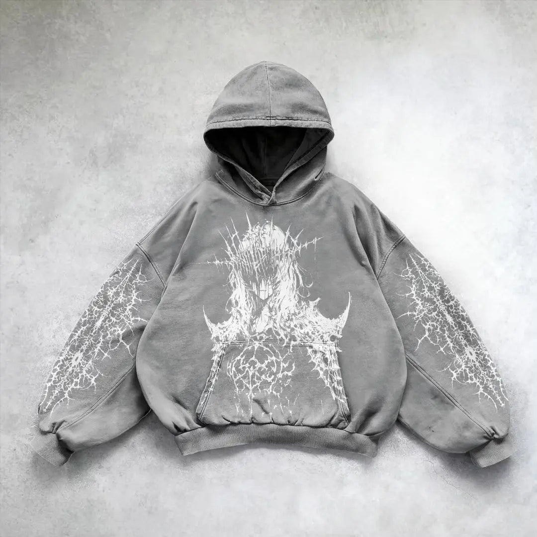 Harajuku Y2k Angel Pattern Hoodie Tops Oversized Hoodies Women Goth Streetwear Sweatshirt Tracksuit Men Couples Gothic Clothes