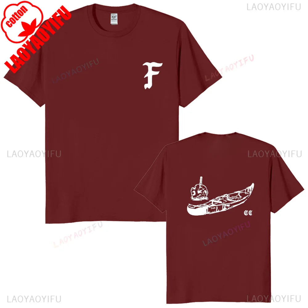 Forward Observations Group Canoe Club Custom Print  T-shirt Skeleton Vintage Hoodies Streetwear Male Casual Oversized tee