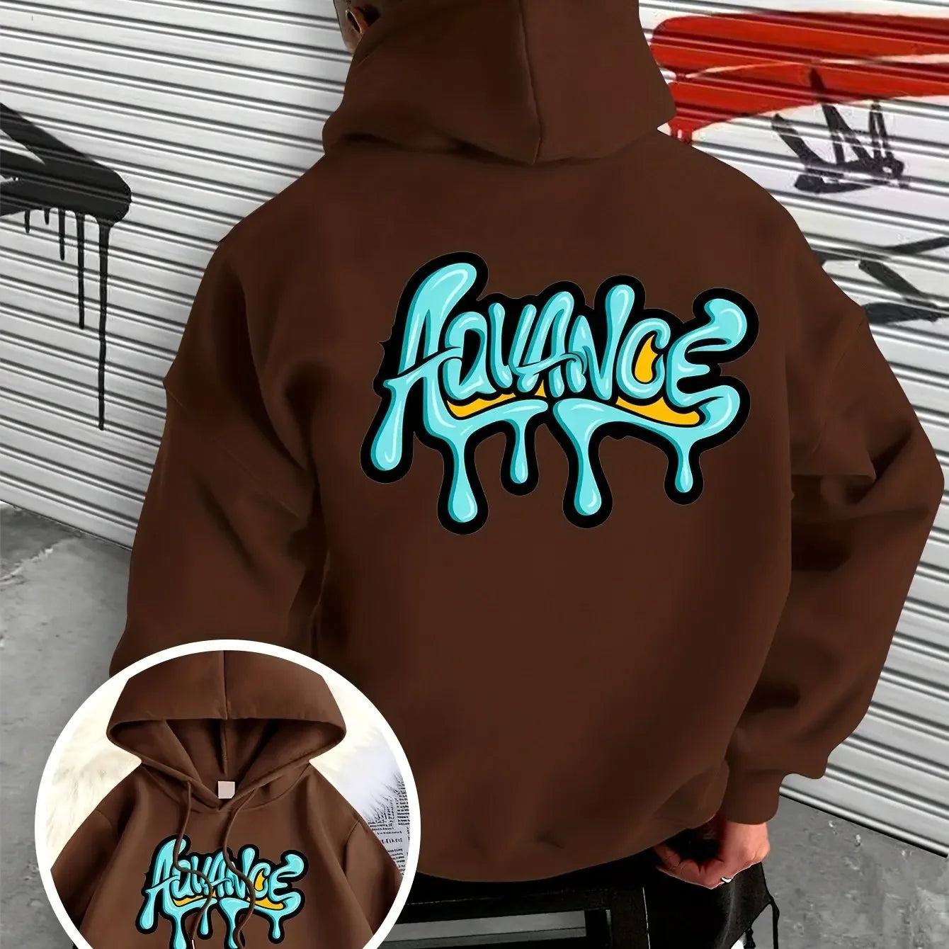 Men's hooded sweatshirt with stylish graffiti print design