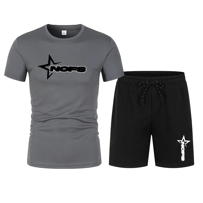 2026 men's summer T-shirt shorts suit, men's breathable sportswear suit, casual fashion short-sleeved T-shirt suit