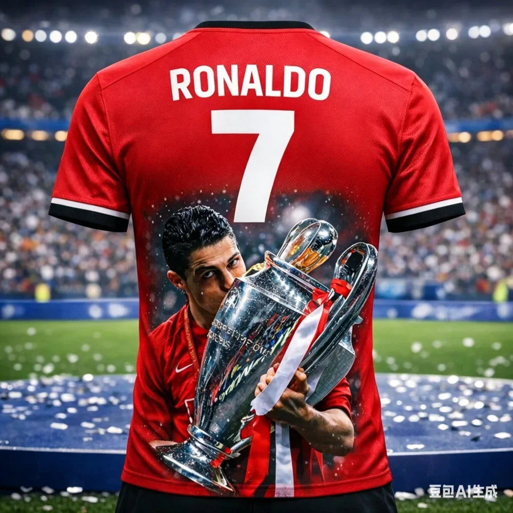 Hot Style Men's Football Fan T Shirt with Cristiano Ronaldo 3D Summer Lightweight Outdoor Sports Training Top Family Matching