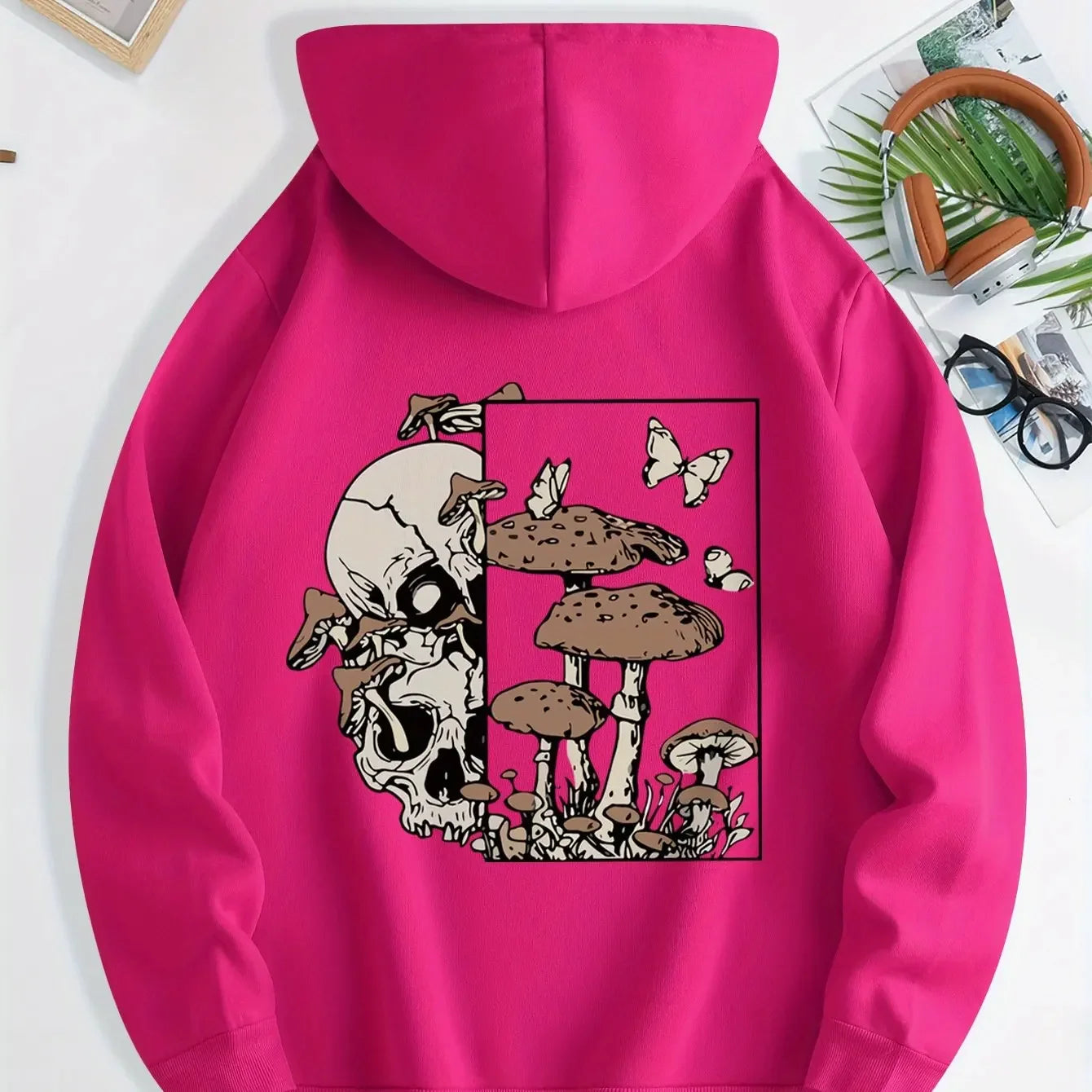 New unisex stylish hooded sweatshirts casual everyday hoodies printed with skull mushroom and butterfly patterns