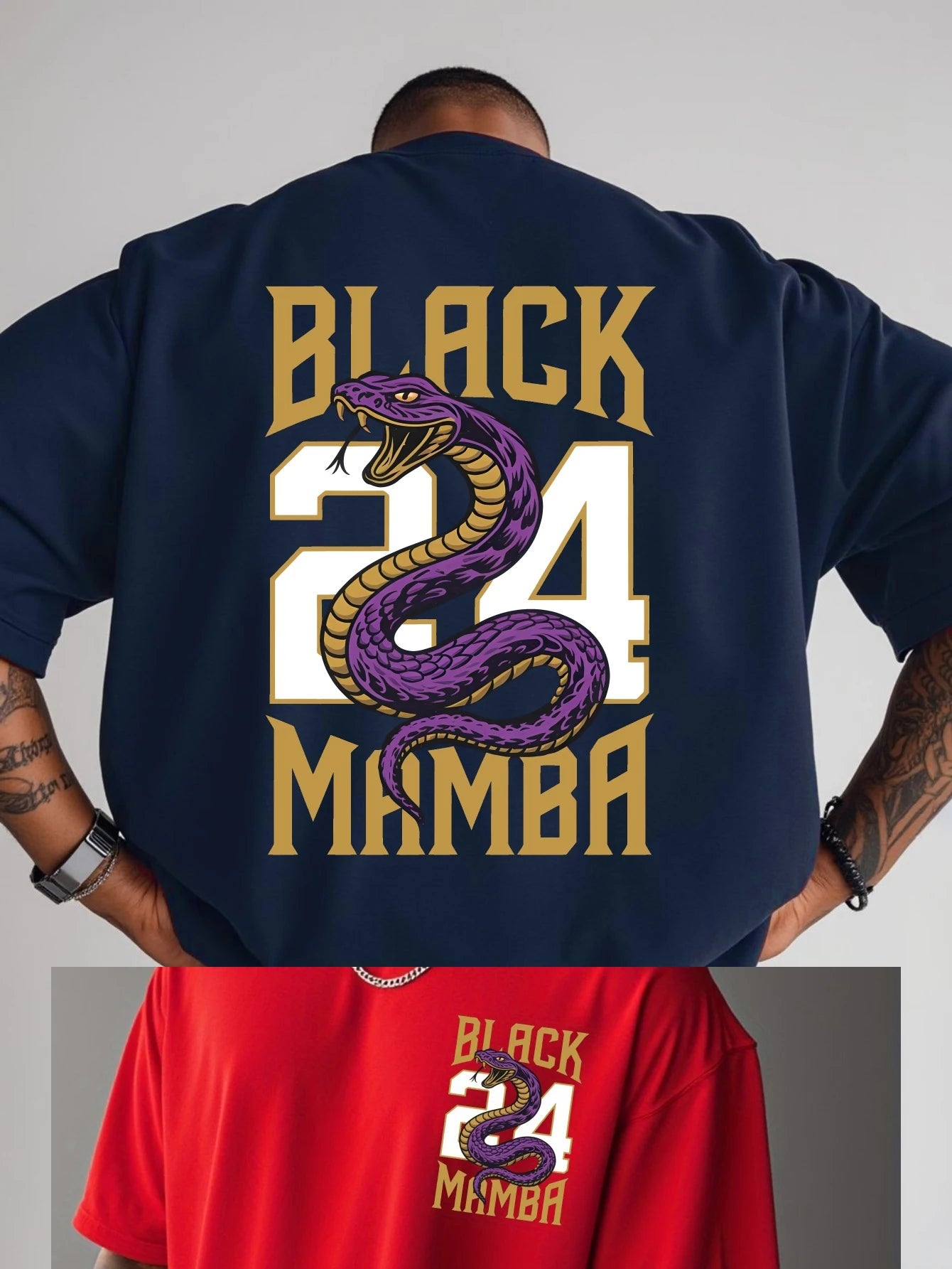 2026Summer New's Men Solid Color Print T-shirt Oversized Cotton Casual Streetwear Kobe Bryant Basketball Short Sleeve Tops