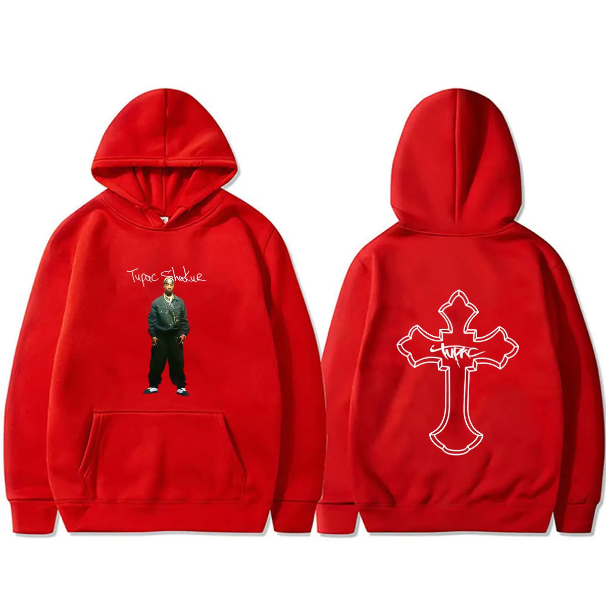 Rapper Tupac 2pac Cross Hoodie Men Women Hip Hop Fashion Vintage Streetwear Male Casual Fleece Cotton Oversized Pullover Hoodies