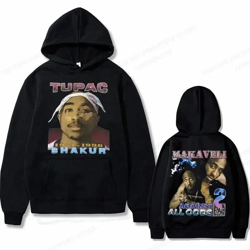 Tupac 2pac Graphic Hoodie Men Clothing Fashion Oversized Hip Hop Comfortable Autumn Winter Sweatshirt Male Casual Fleece Hoodies