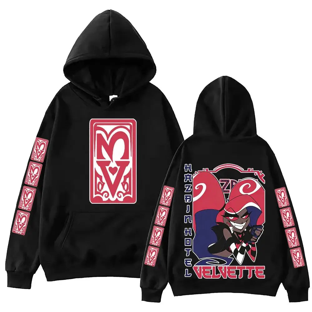 Harajuku Long Sleeve Pullover Tops Hip Pop Hoodies Hazbin Hotel Velvette Graphic Design Hoodie Sweatshirt Gift Unisex