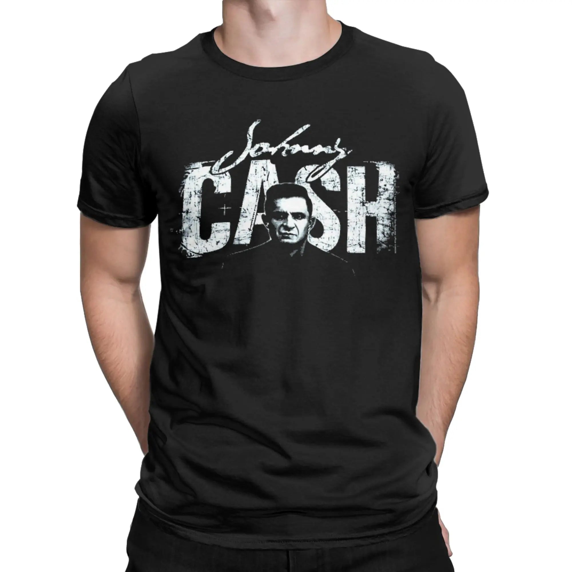 Men's T-Shirt Johnny Cash Humor 100% Cotton Tees Short Sleeve  T Shirt Round Collar Clothes Birthday Present