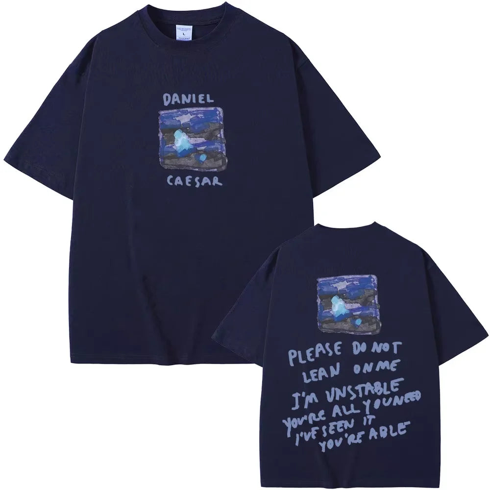 2026 Rapper Daniel Caesar Never Enough Please Do Not Lean on Me Graphic T-shirt Men Women Hip Hop Fashion Trendy Streetwear Tees