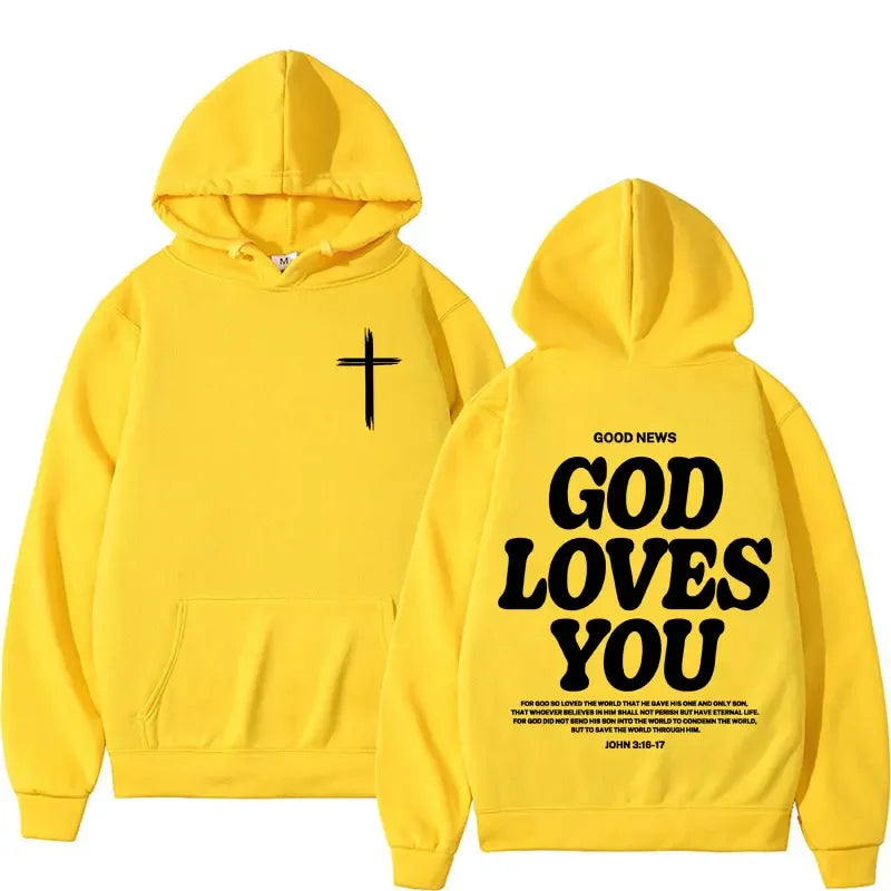 new2026Harajuku Aesthetic Christian Jesus Church Bible Verse God Loves You Hooded Men's Women Vintage Sweatshirts Streetwear Y2K