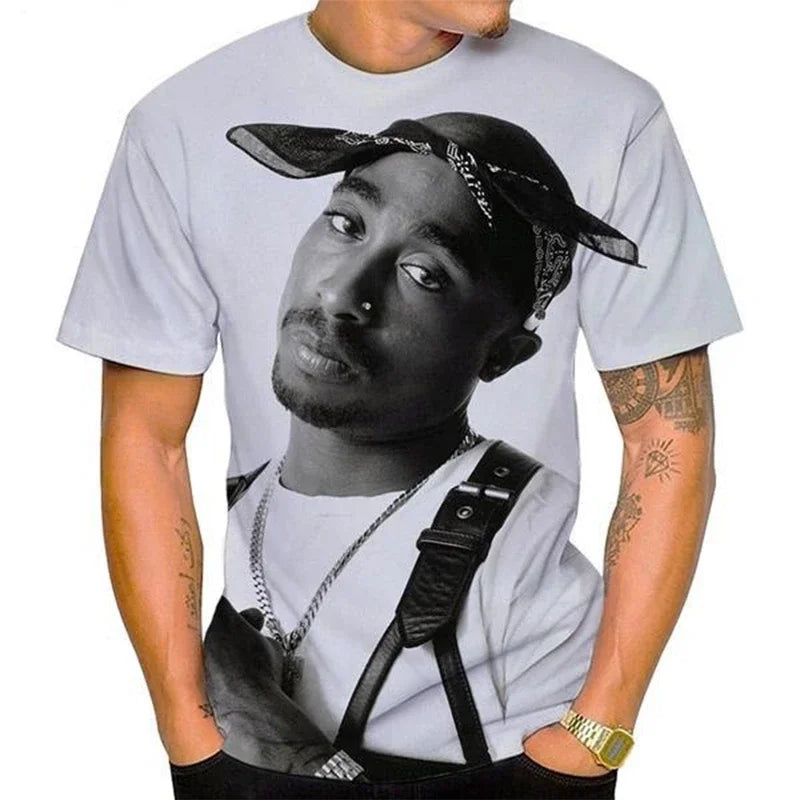 New Women Men Fashion 3D Print Tupac Shakur 2Pac T-shirt Casual Personality Hip-hop Streetwear Cool T-shirt